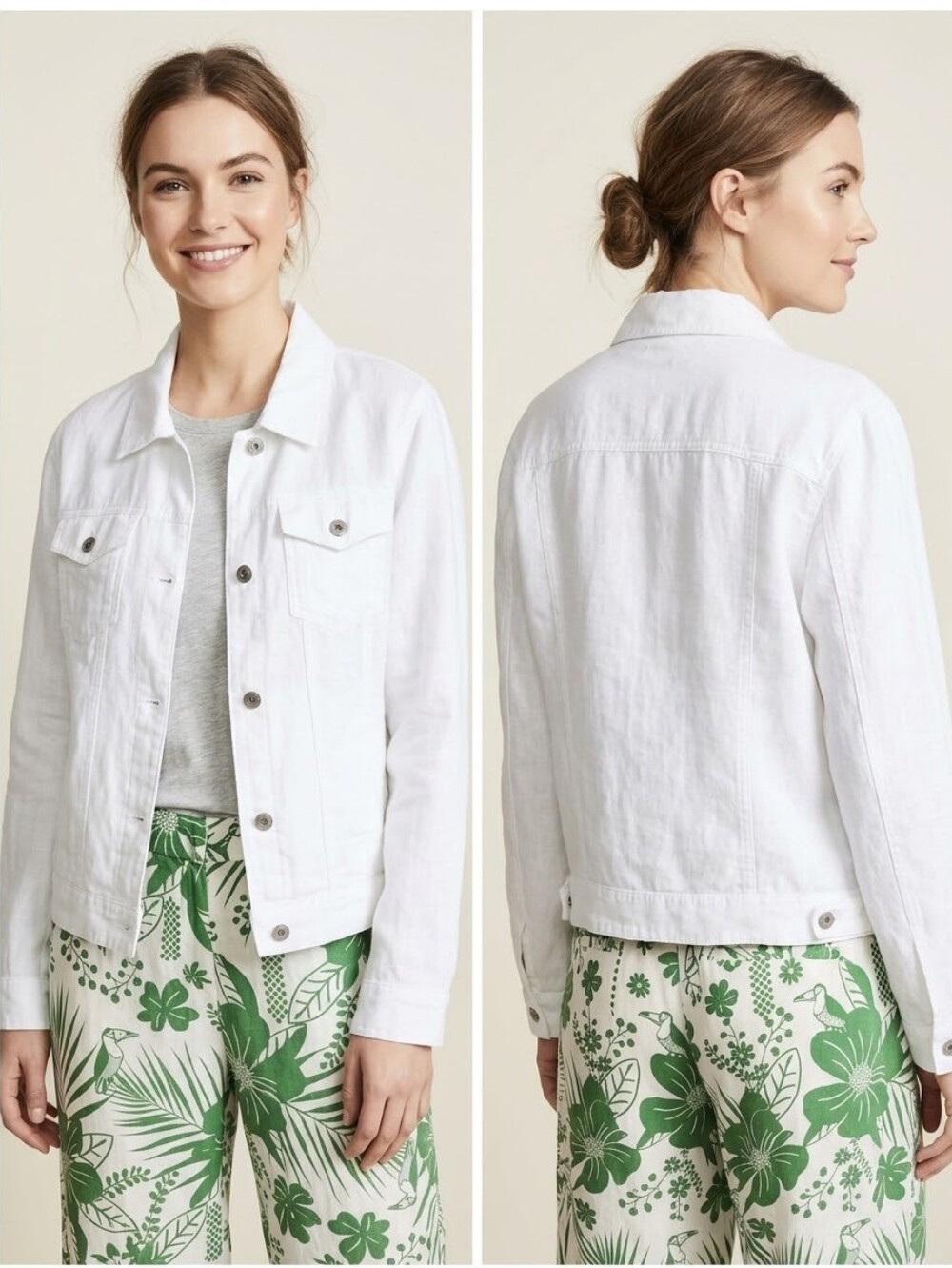 Women's White Linen  Jacket - Lightweight Casual Coat